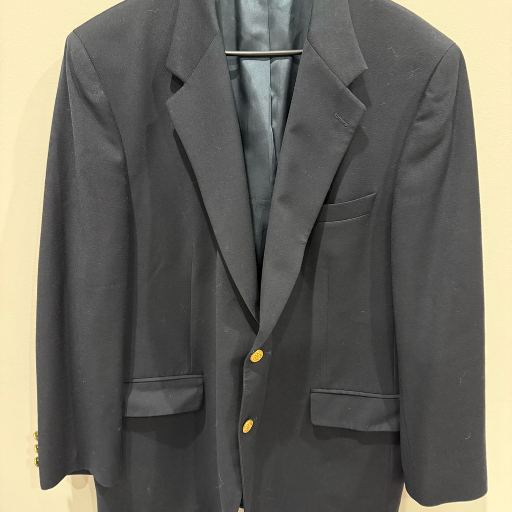 Brooks Brothers Blazer Suit Jacket Gold Button Cashmere Wool 46r